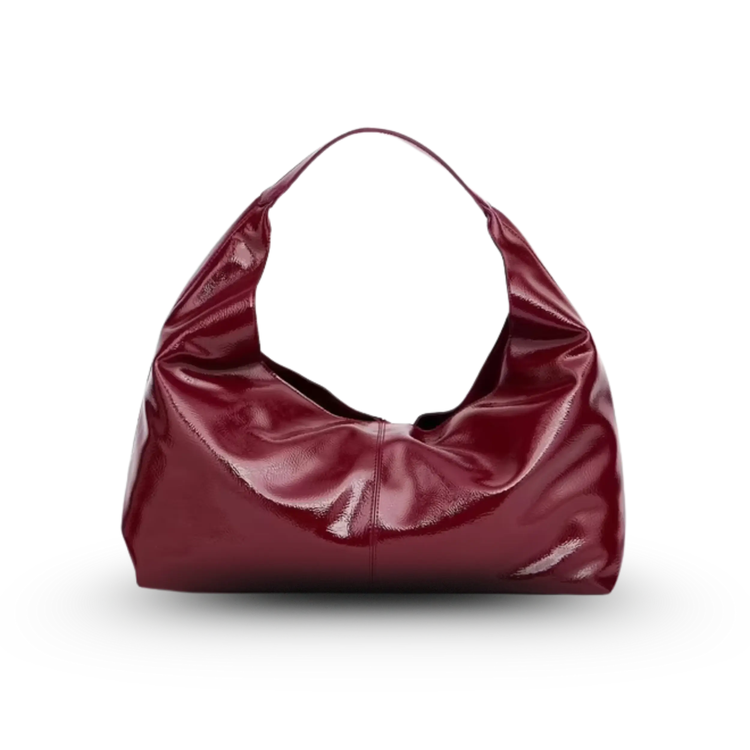Shiny Patent Leather Shoulder Bag - Magenta