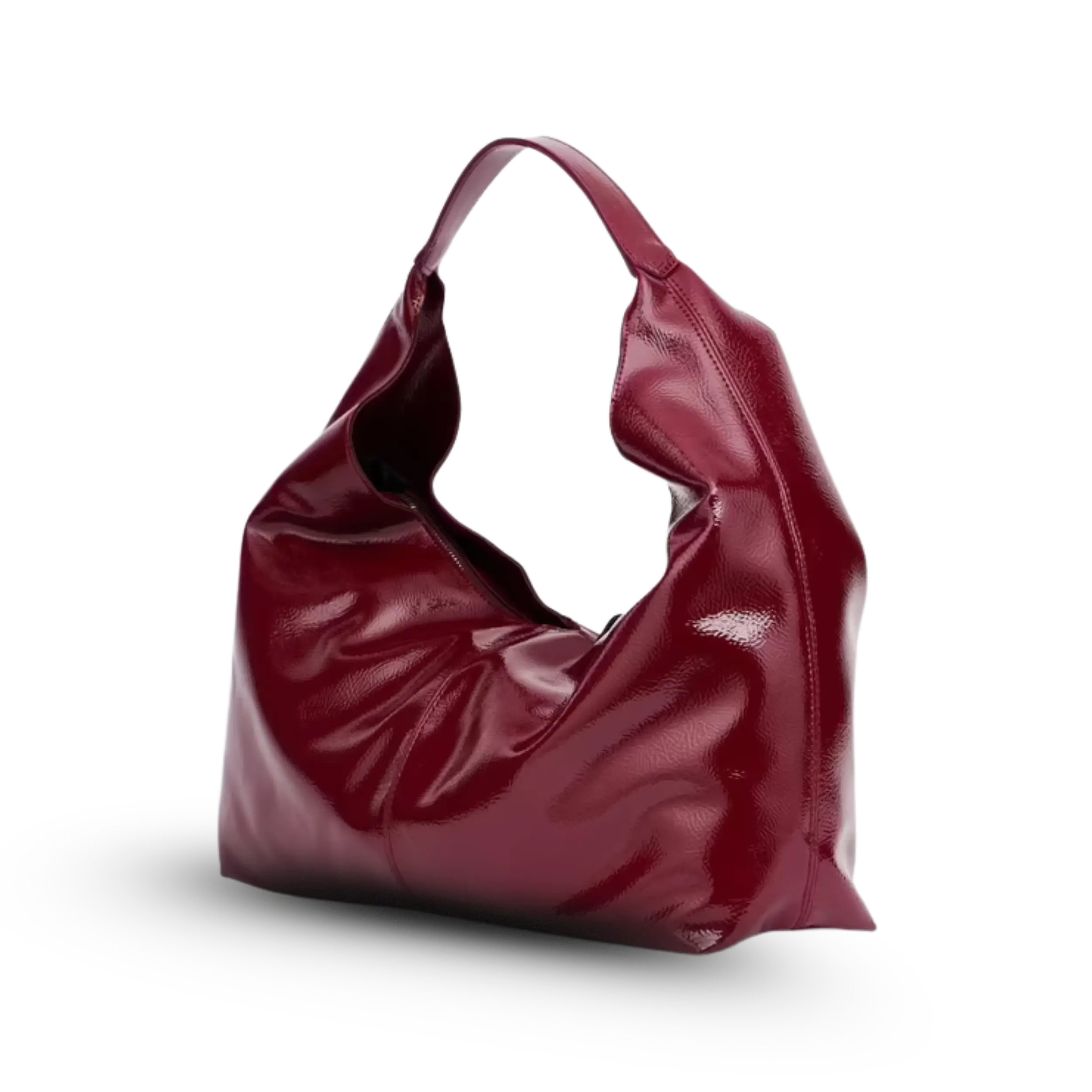 Shiny Patent Leather Shoulder Bag - Magenta